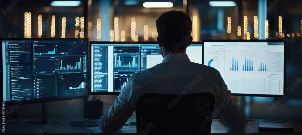 Poster professional in corporate office using ai-enhanced crm for sales insights and client tracking