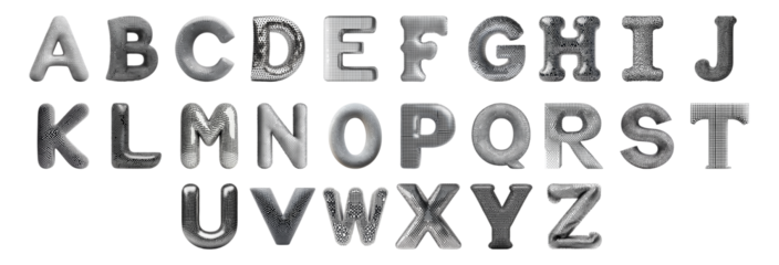 Pack A to Z in Monochrome Dotted Style set Against a Transparent Background for Modern Designs, Minimalist Branding, or Chic Typography Applications