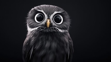 Fototapeta premium owl with extremely wide, comical eyes, detailed feathers