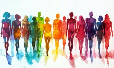 A group of multicolour people represent culture diversity. Abstract illustration showing cultural and racial difference
