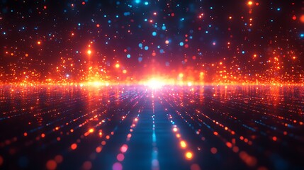 Obraz premium A futuristic holographic overlay with abstract linear patterns and radiant metallic effects