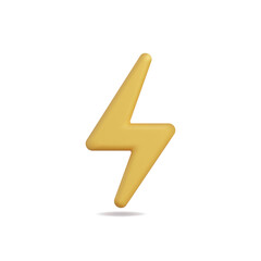 3d vector icon of a yellow lightning bolt, symbolizing energy and power