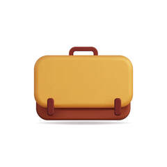 3d vector icon of a yellow and brown suitcase, perfect for travel and packing