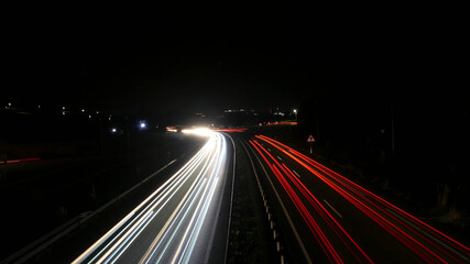 Car lights on a Spanish motorway.