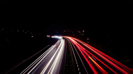 Car lights on a Spanish motorway.