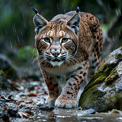 Fototapeta premium Iberian lynx (Lynx pardinus) in its natural ecosystem
