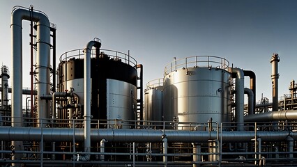 Fototapeta premium Image of an Oil Refinery’s Storage Tanks:**Digital Artwork series 07 