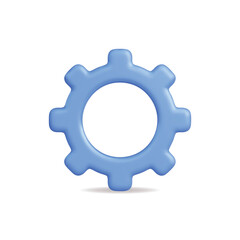 3d vector icon of a blue gear symbolizing technology and machinery