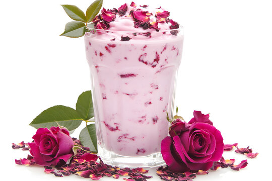 pink cocktail with rose