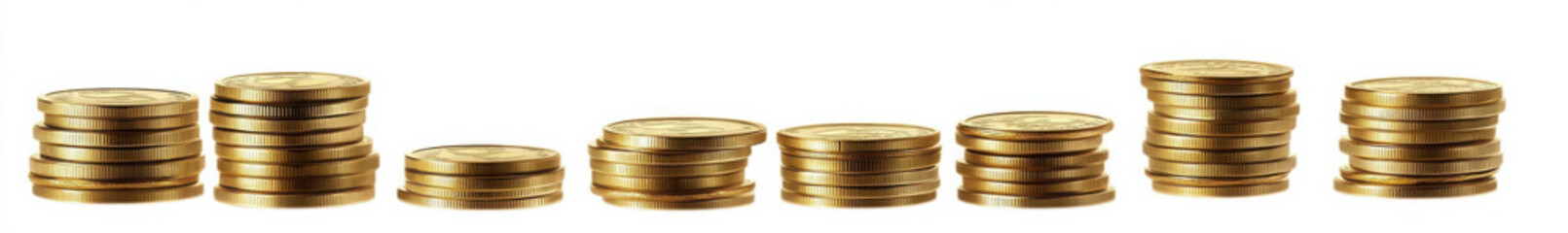 Set of gold coins stacks, cut out
