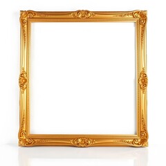 A gold picture frame on a white background, exuding elegance and sophistication.