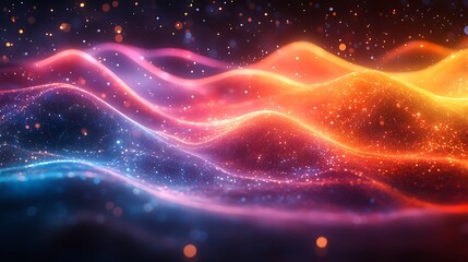 A sleek holographic gradient with bold abstract elements and luminous color transitions