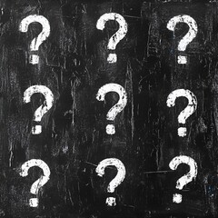Chalk Question Marks on Blackboard