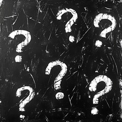 Chalk Question Marks on Blackboard