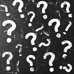 Chalk Question Marks on Blackboard