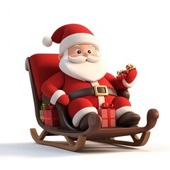 3D Santa Claus on Sleigh with Gift Boxes