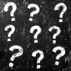 Chalk Question Marks on Blackboard