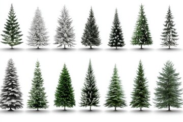 Fototapeta premium christmas trees set white background 