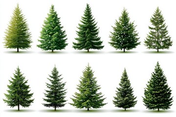 Obraz premium christmas trees set white background 