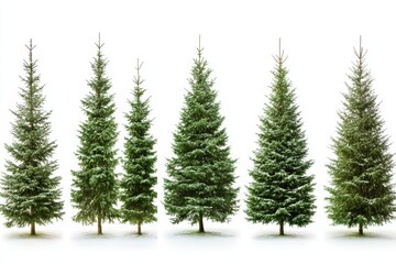 Obraz premium christmas trees set white background 