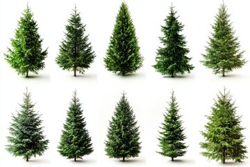 Obraz premium christmas trees set white background 