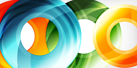 Obraz premium Bright colorful circles with light effects. Abstract background