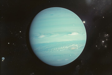 The Mesmerizing Beauty and Intriguing Mysteries: A Close View of the Planet Uranus and It's Moons in Deep Space