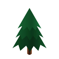 A Colored vector illustration of a green Christmas fir tree isolated on a white background