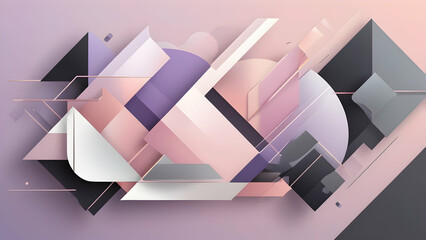 Dynamic Geometric Shapes in Pale Lavender, Charcoal Gray, Blush Pink. A Bold and Artistic Tech-Inspired Design for Modern Branding