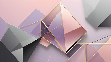 Dynamic Geometric Shapes in Pale Lavender, Charcoal Gray, Blush Pink. A Bold and Artistic Tech-Inspired Design for Modern Branding