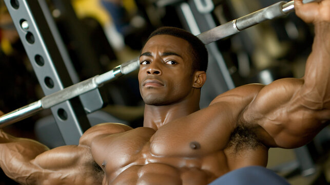 A man performing a bench press to enhance chest strength and muscle mass in a gym environment.