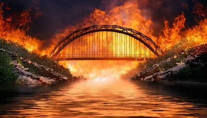 Obraz premium city harbour bridge at sunset