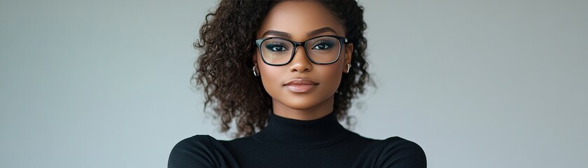 Obraz premium Empowering professional portrait of a confident woman in a minimalist studio modern appearance inspirational mood
