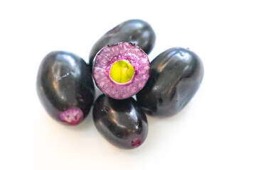 jamelão fruits (Syzygium cumini) in detail