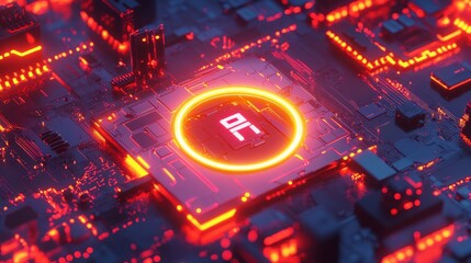 Obraz premium Illuminated Circuit Board Shows Central Processing Unit