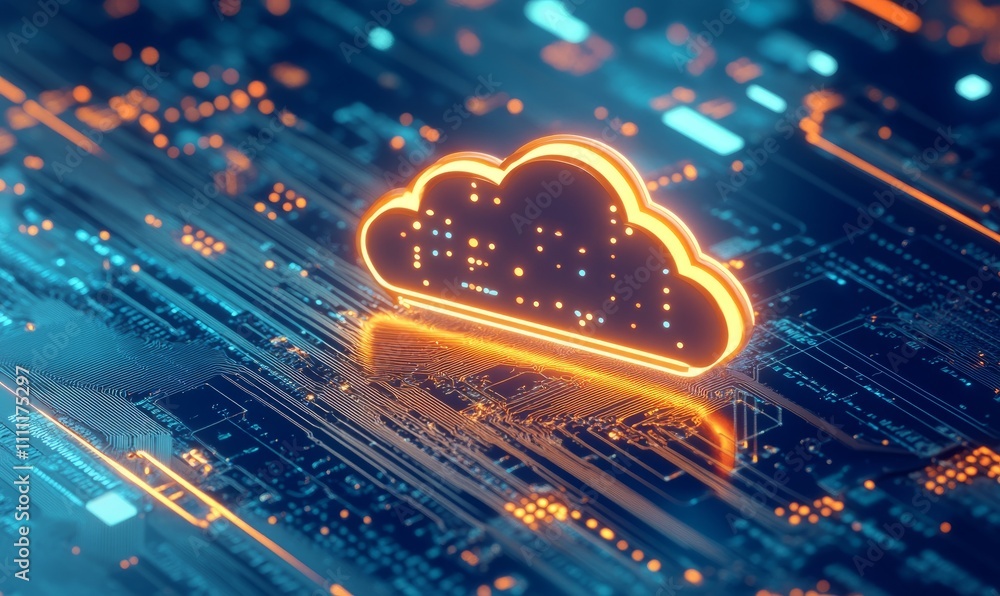 Poster digital cloud as a symbol of cloud computing technology