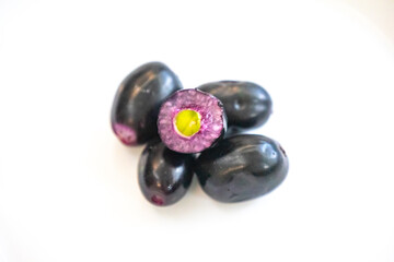 jamelão fruits (Syzygium cumini) in detail