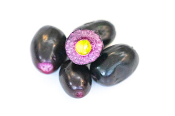 jamelão fruits (Syzygium cumini) in detail