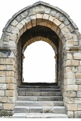Stone archway, steps leading to light.
