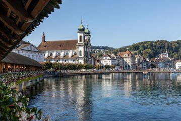 Lucerne riverfront and Jesuit Church