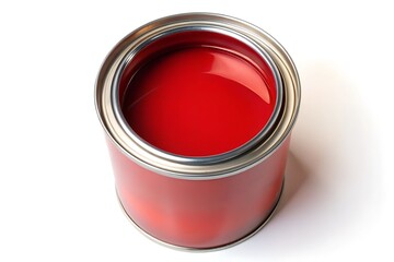 Red paint can on white background