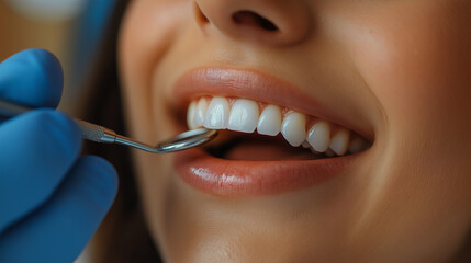 Fototapeta premium Close-up of young female having her teeth examinated