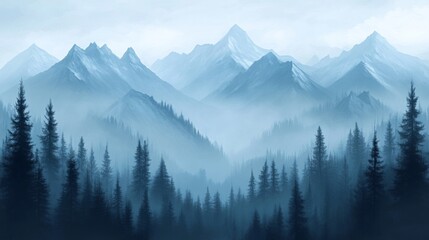 Obraz premium A Misty Morning in a Mountainous Forest