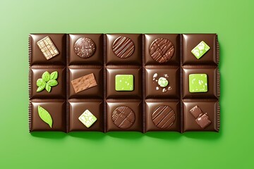 Obraz premium 3D chocolate bar with green and white accents