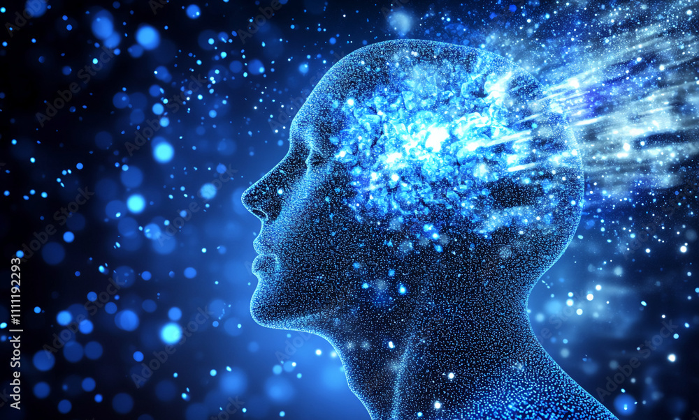 Poster Exploring the connection between human consciousness and the universe in an abstract representation of thought and creativity