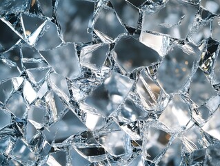 Reflective broken glass texture with various fragments