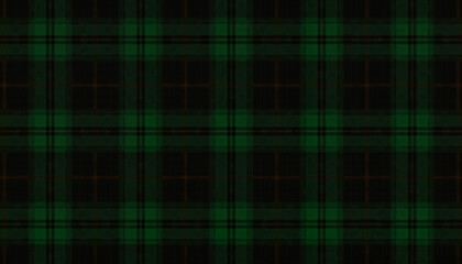 Fototapeta premium Dark green and black tartan plaid fabric pattern