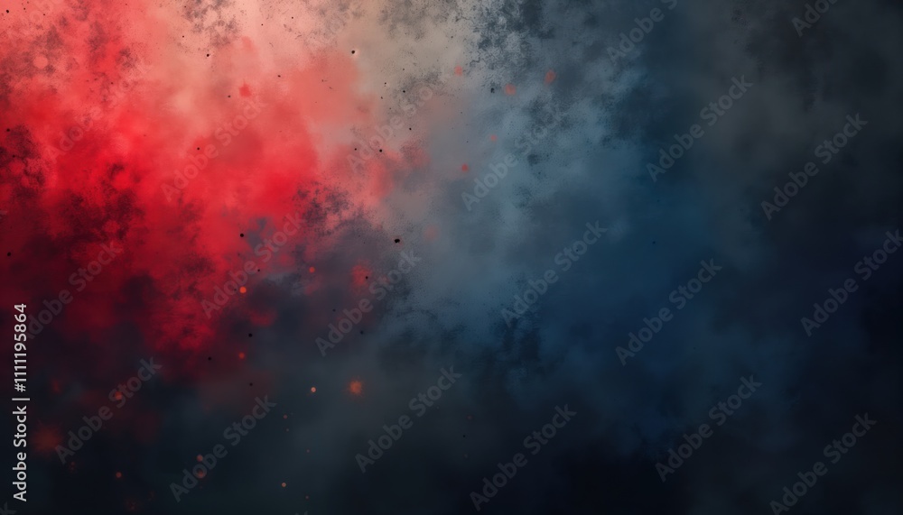 Poster abstract background shows vibrant color gradient. red, blue tones mix with grey. grunge texture give