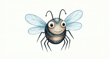 Adorable fly cartoon in whimsical style for children's illustrations