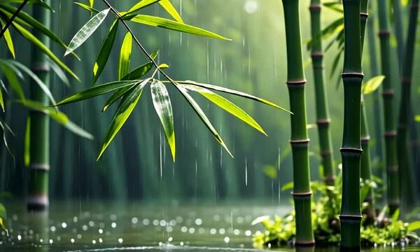 Serene bamboo forest swaying in the breeze